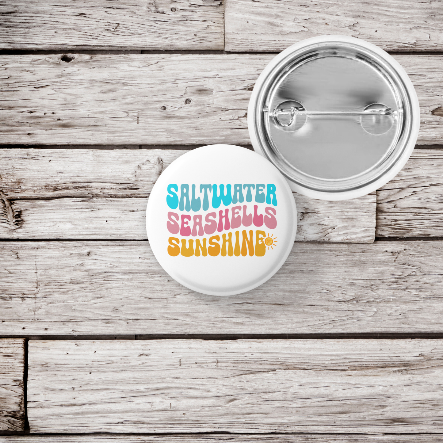 Saltwater Seashells Sunshine Pin Back Button, Magnet