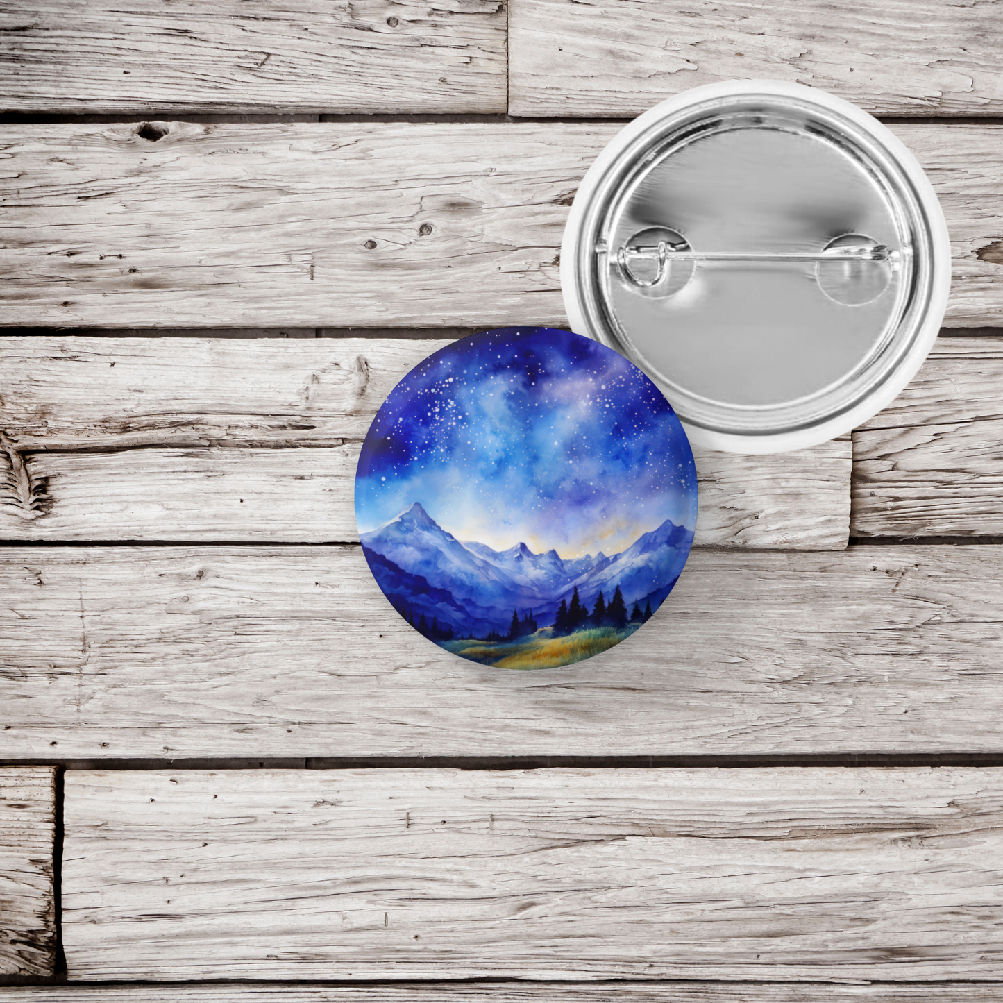 Night Mountains 7 Pin Back Button, Magnet