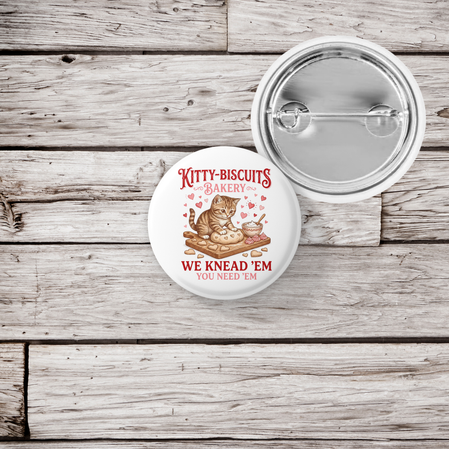 Kitty Biscuits Bakery Pin Back Button, Magnet