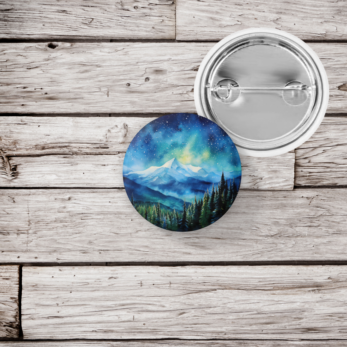 Night Forest 1 Pin Back Button, Magnet