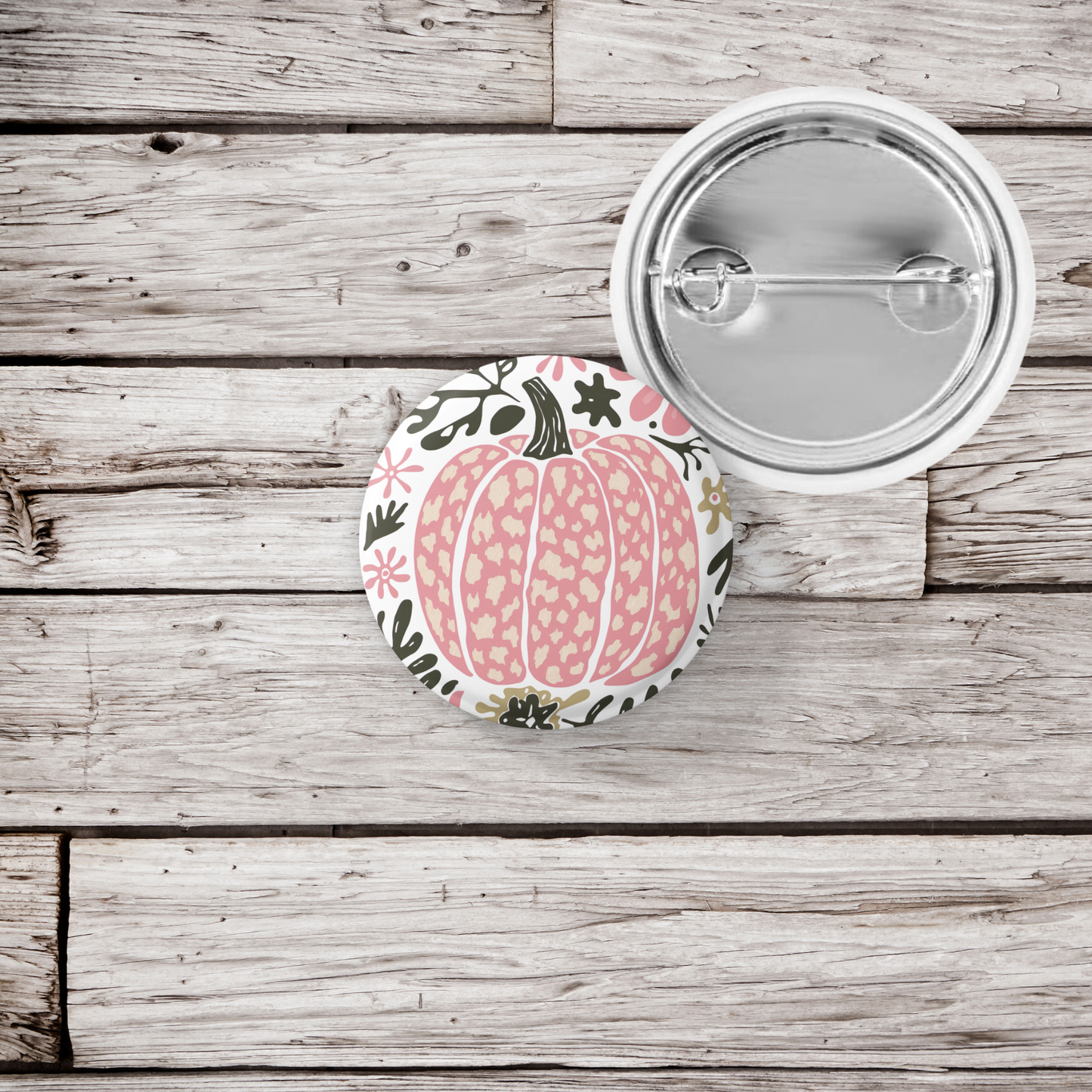 Pink Pumpkin Pin Back Button, Magnet