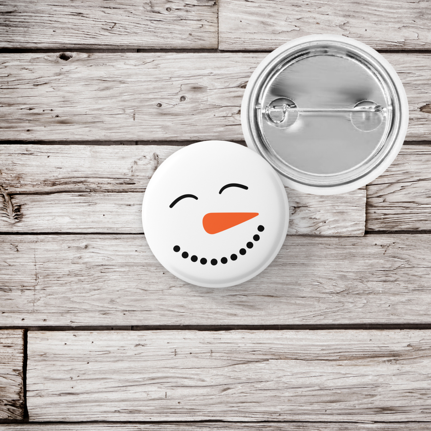Snowman Face 6 Pin Back Button, Magnet
