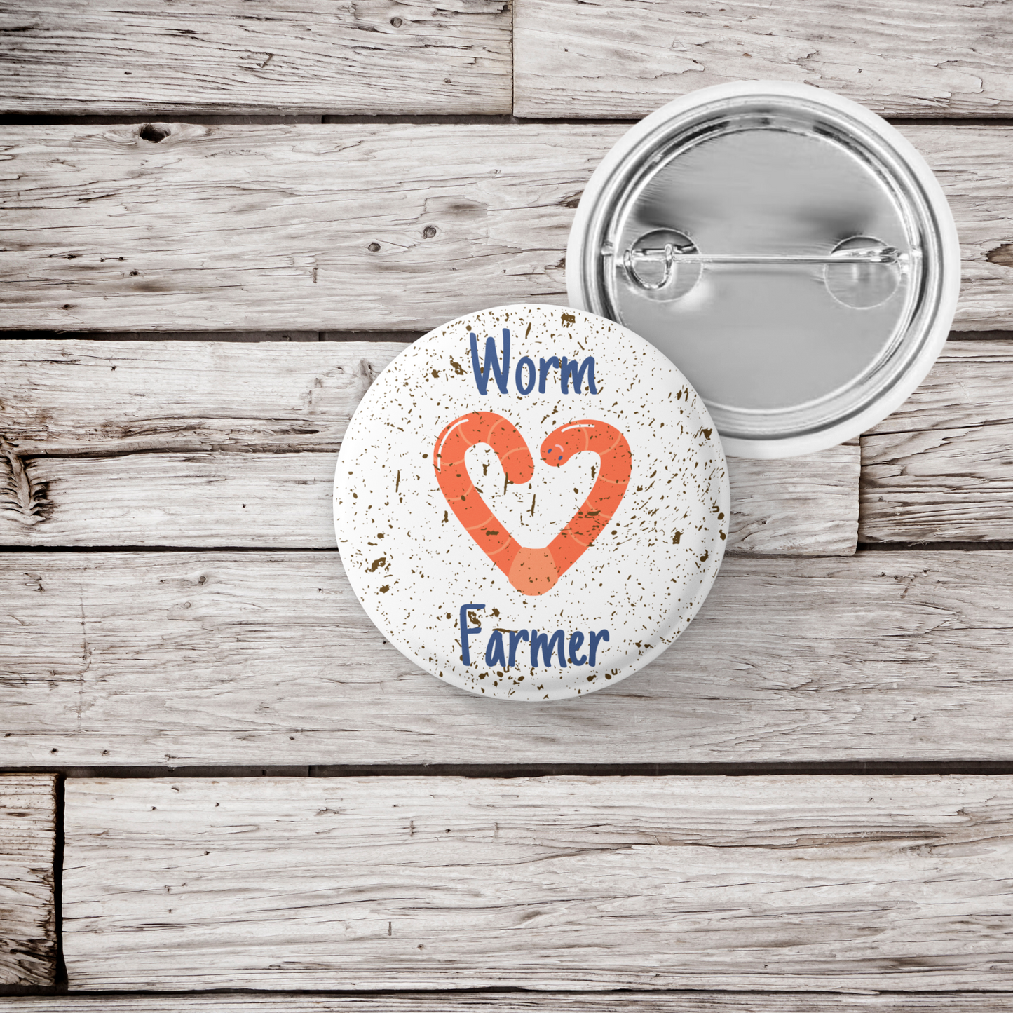 Worm Farmer Worm Heart Pin Back Button, Magnet, Keychain