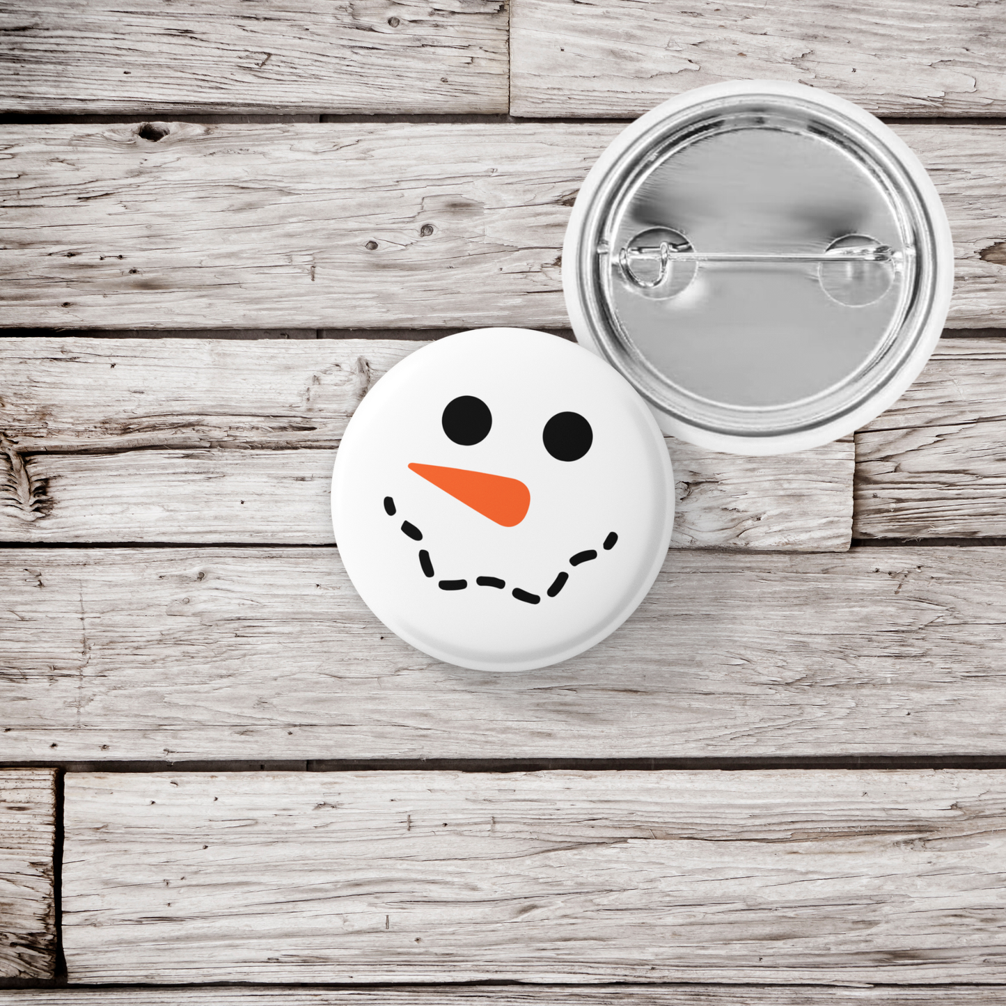 Snowman Face 2 Pin Back Button, Magnet