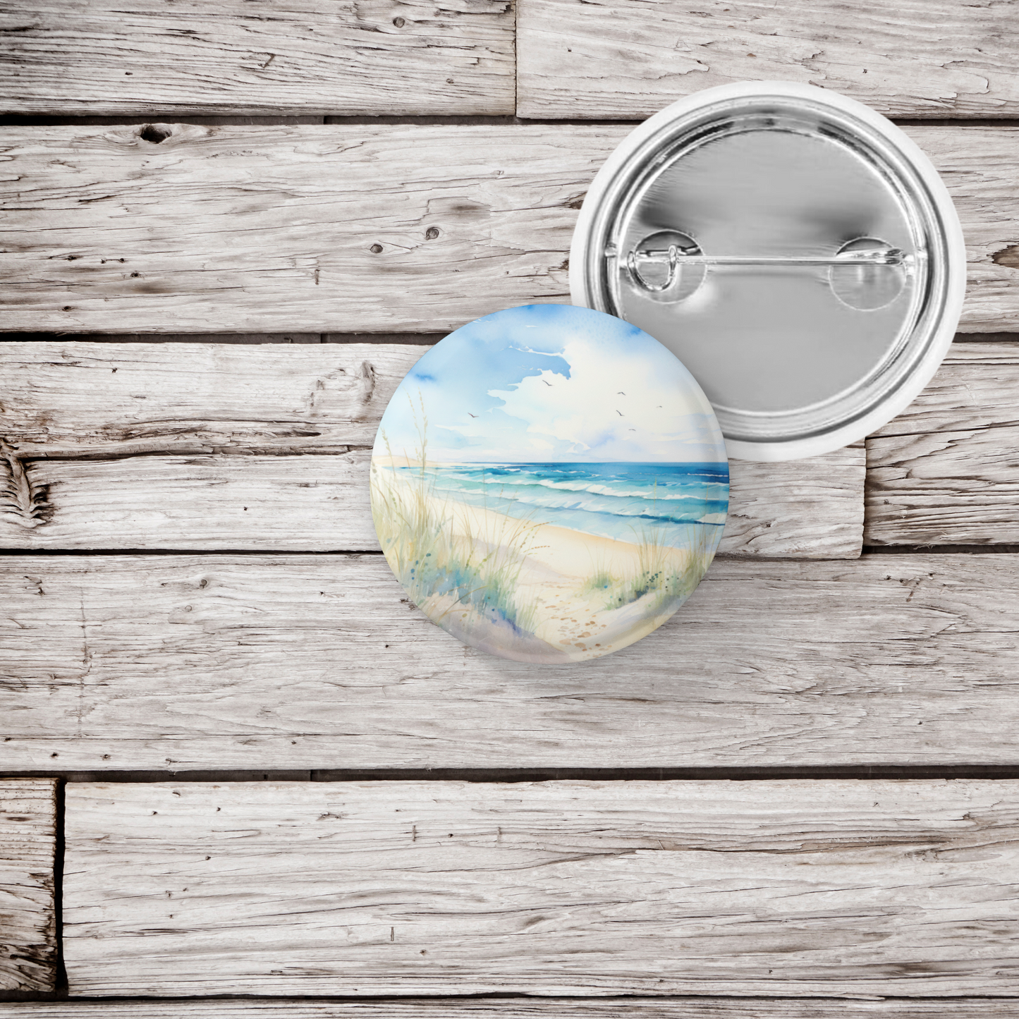 Costal Beach Pin Back Button, Magnet, Keychain