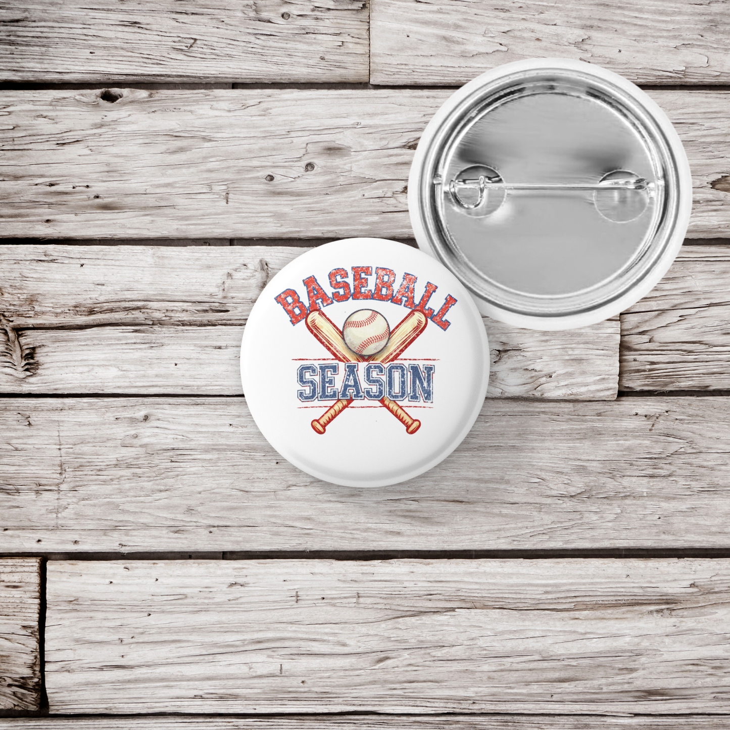 Baseball Season Pin Back Button, Magnet