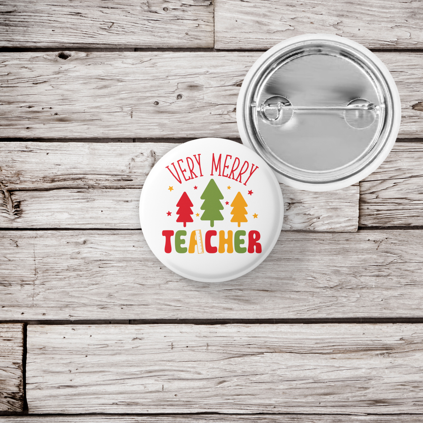 Very Merry Teacher Pin Back Button, Magnet