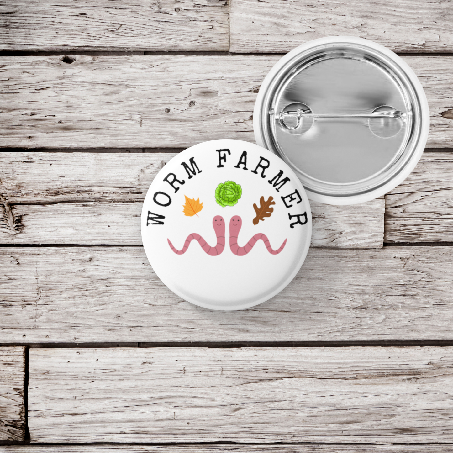 Worm Farmer Pin Back Button, Magnet, Keychain