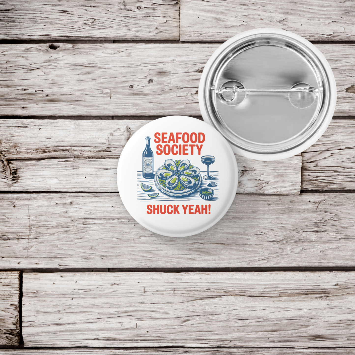 Seafood Society Pin Back Button, Magnet