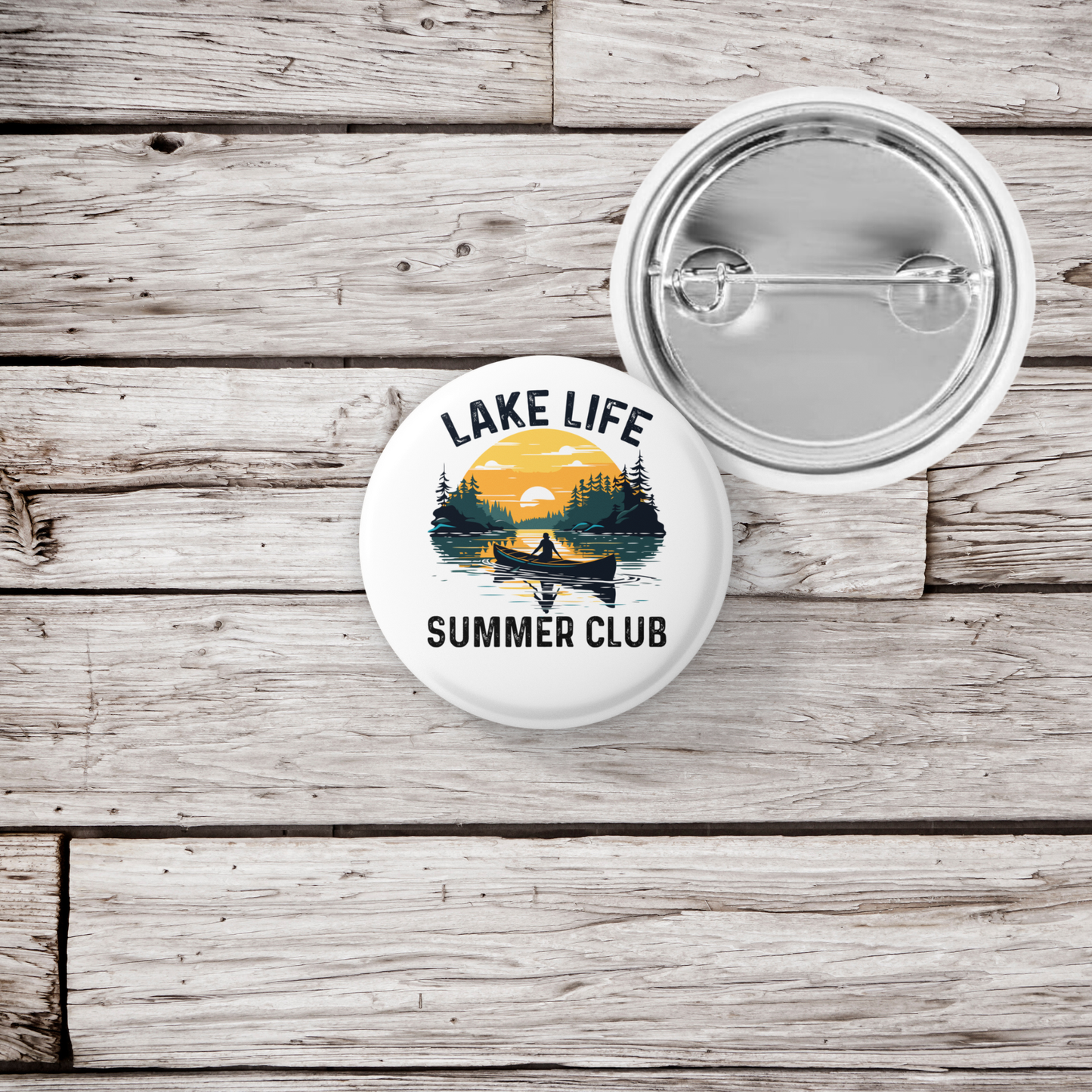 Lake Life Summer Club Pin Back Button, Magnet