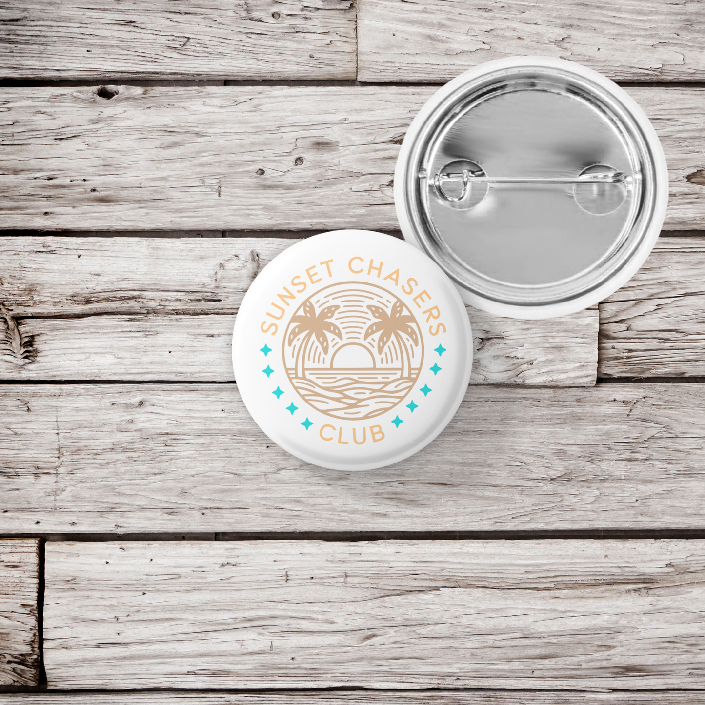 Sunset Chasers Club Pin Back Button, Magnet