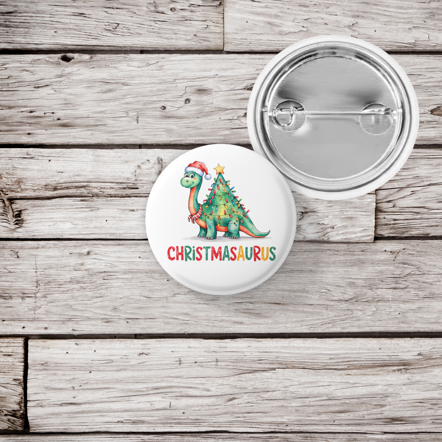 Christmasaurus Pin Pin Back Button, Magnet