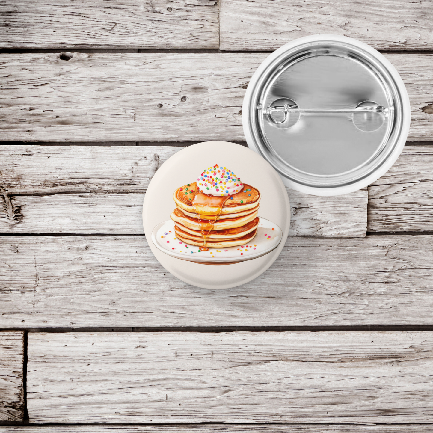Pancakes With Sprinkles Pin Back Button, Magnet