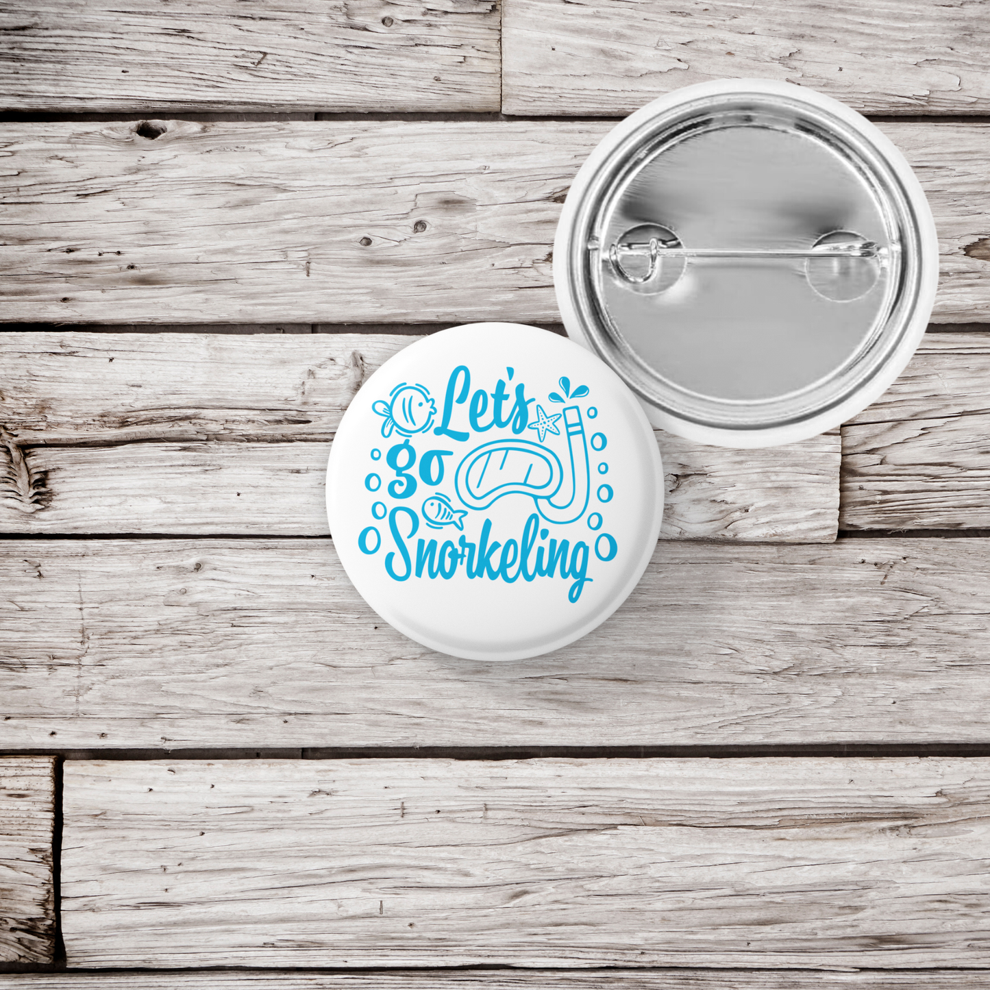 Lets Go Snorkeling Pin Back Button, Magnet