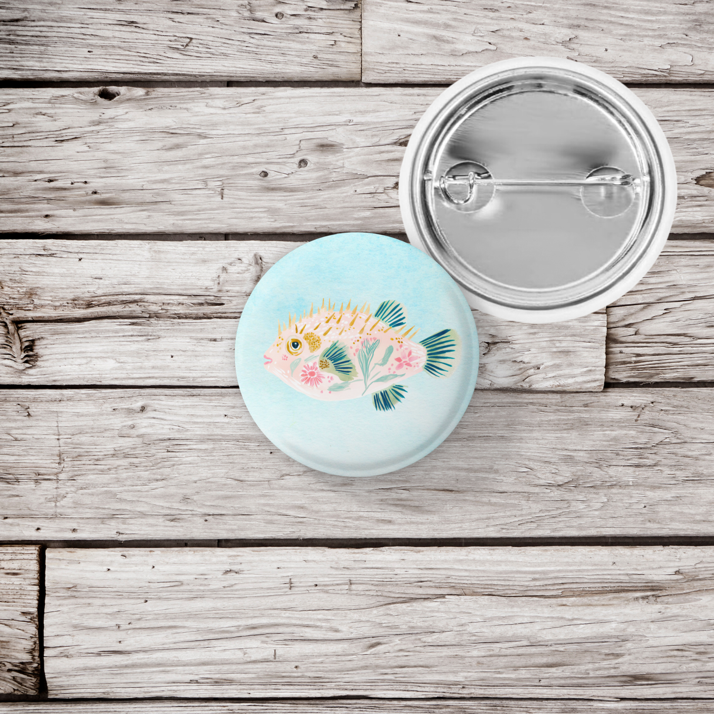 Pufferfish Pin Back Button, Magnet