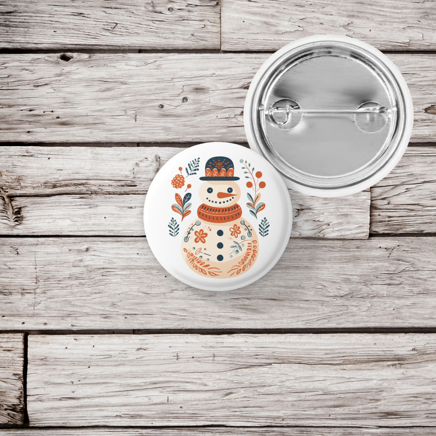 Snowman Pin Back Button, Magnet