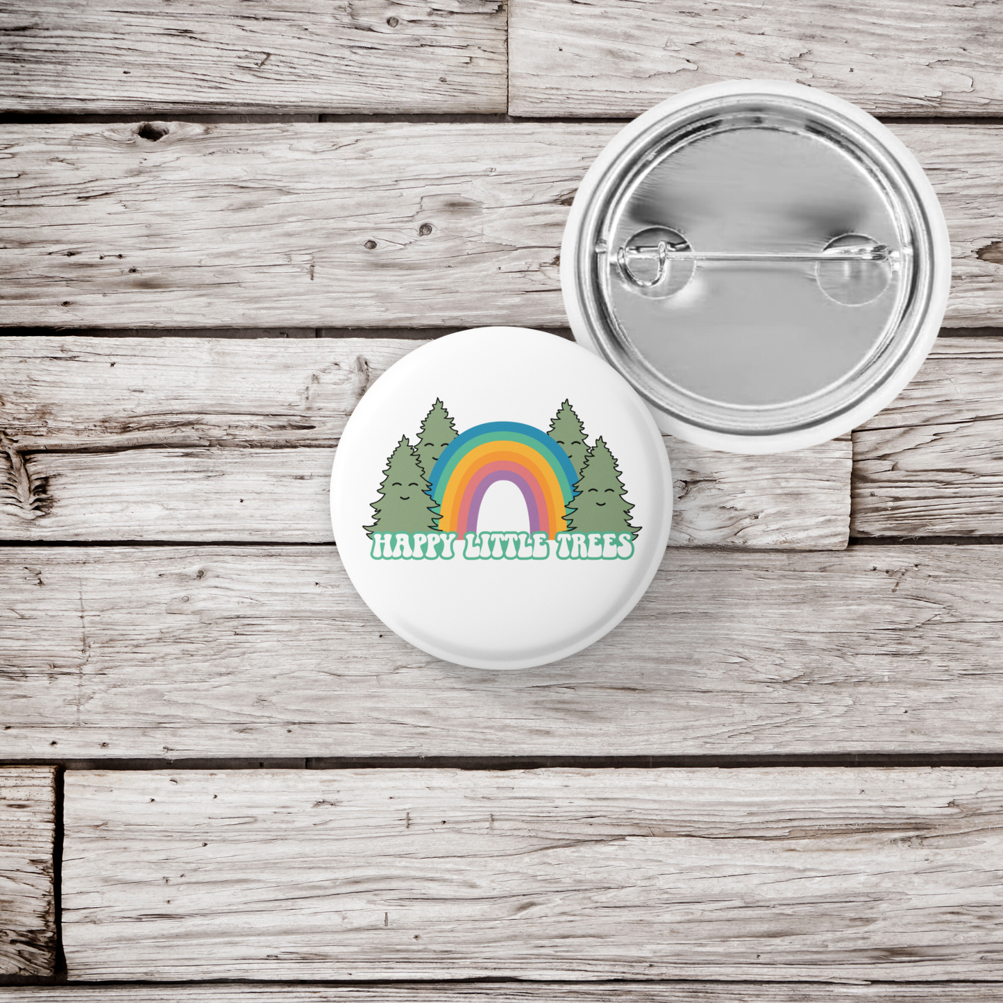 Happy Little Trees Pin Back Button, Magnet