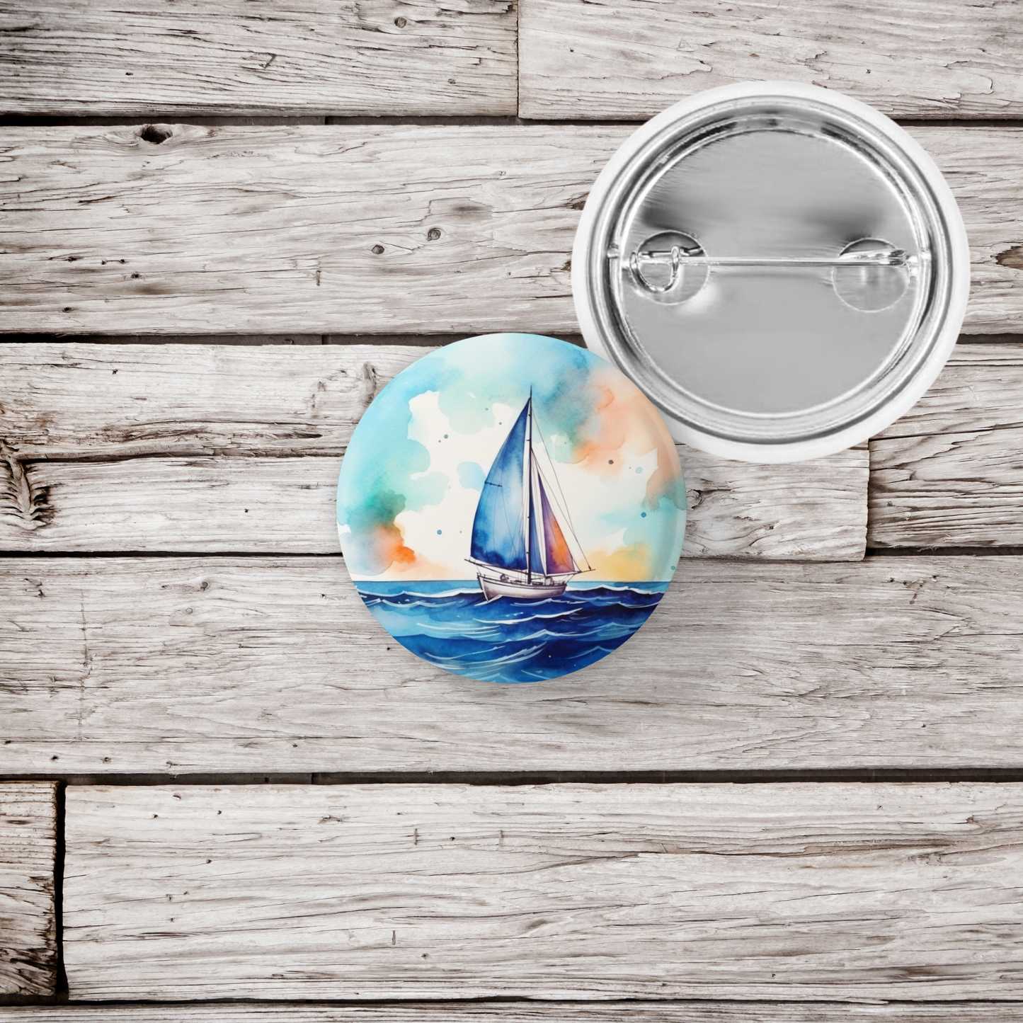 Sail Boat 8 Pin Back Button, Magnet