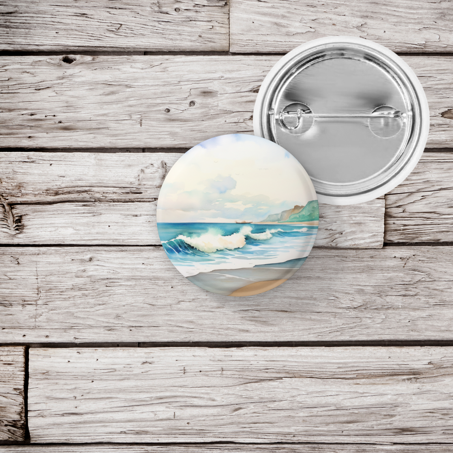 Beach Pin Back Button, Magnet, Keychain