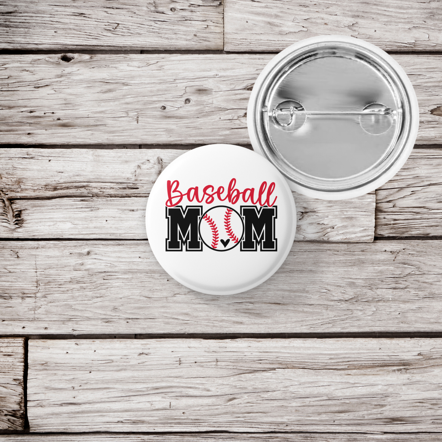 Baseball Mom Pin Back Button, Magnet