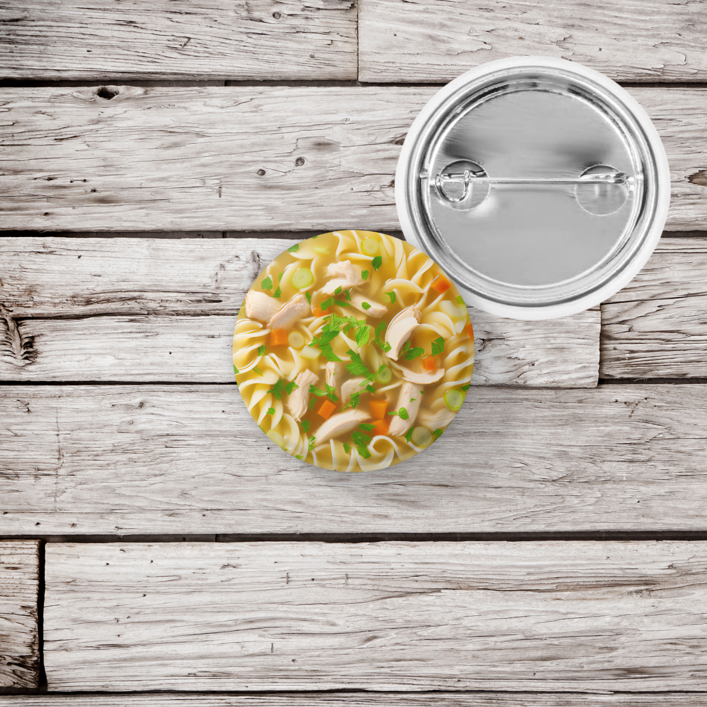 Chicken Noodle Soup Pin Pin Back Button, Magnet