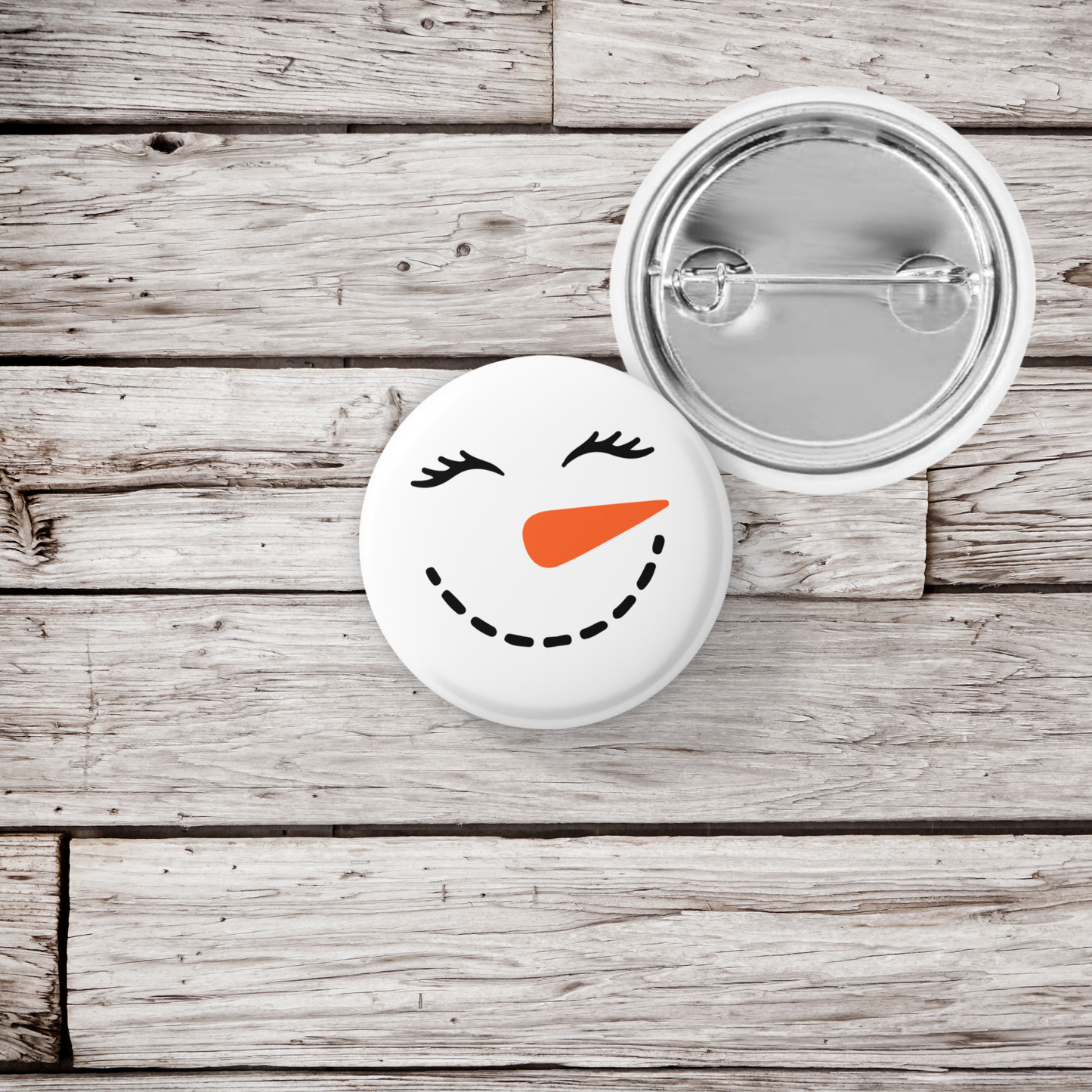 Snowman Face 1 Pin Back Button, Magnet
