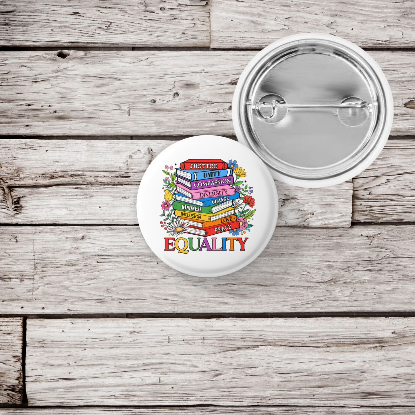 Equality Books Pin Back Button, Magnet