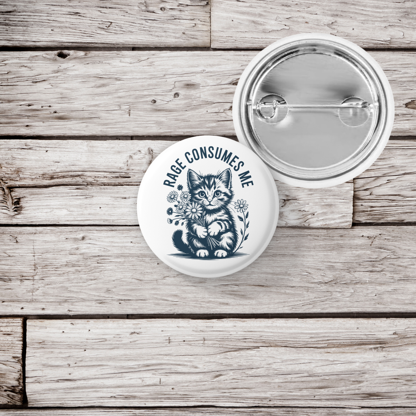 Rage Consumes Me Kitten Pin Back Button, Magnet