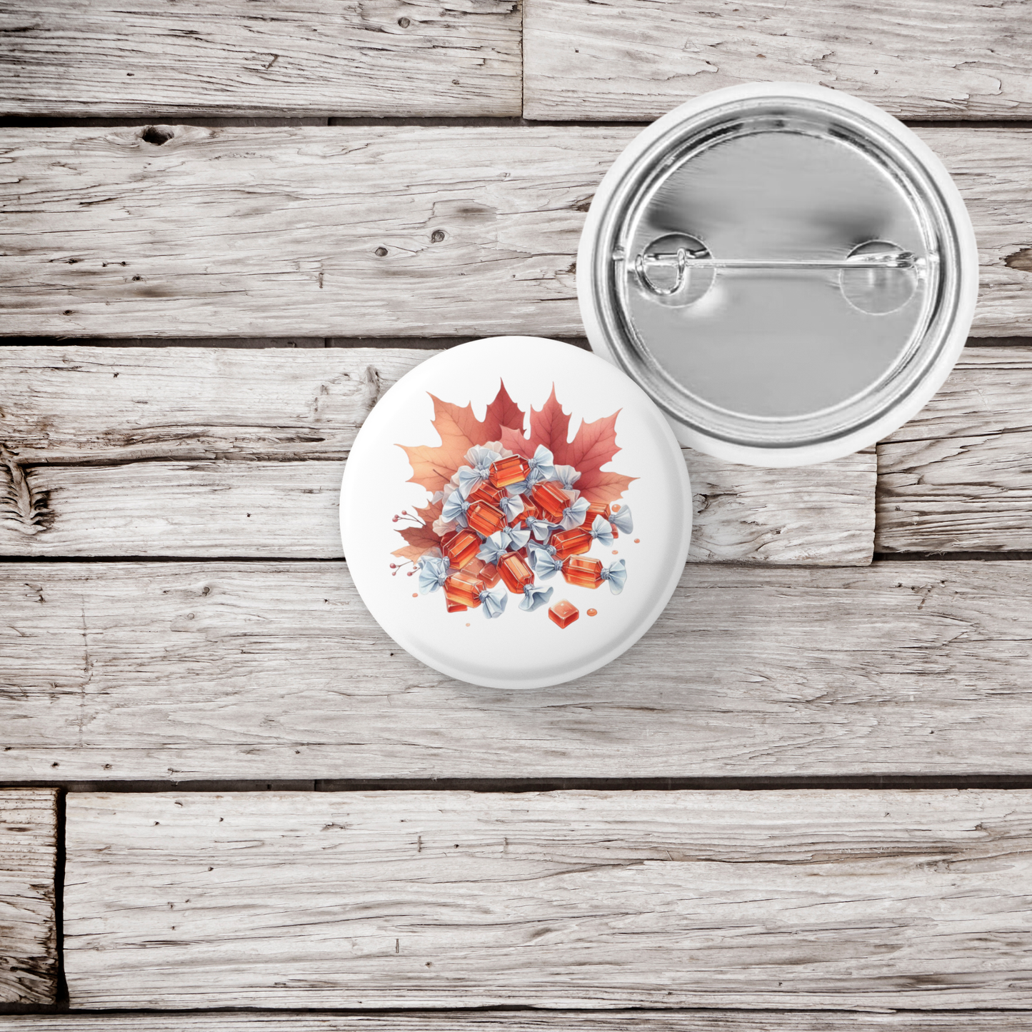 Maple Candy Pin Back Button, Magnet