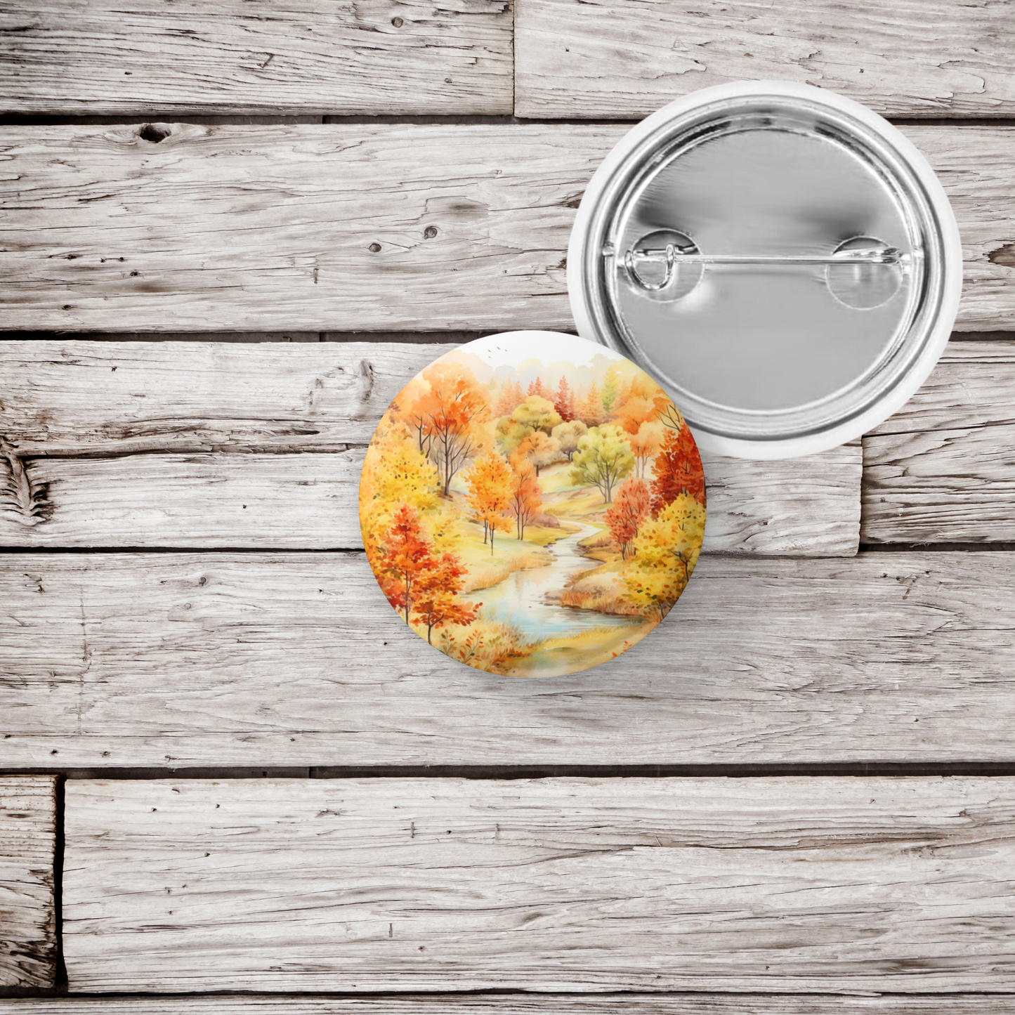 Country Fall Landscape 10 Pin Back Button, Magnet