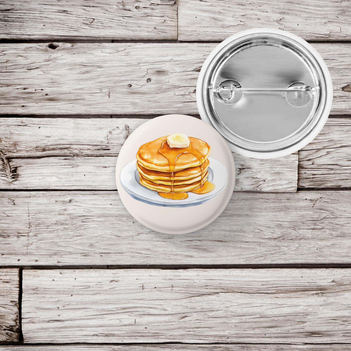 Pancakes With Butter Pin Back Button, Magnet