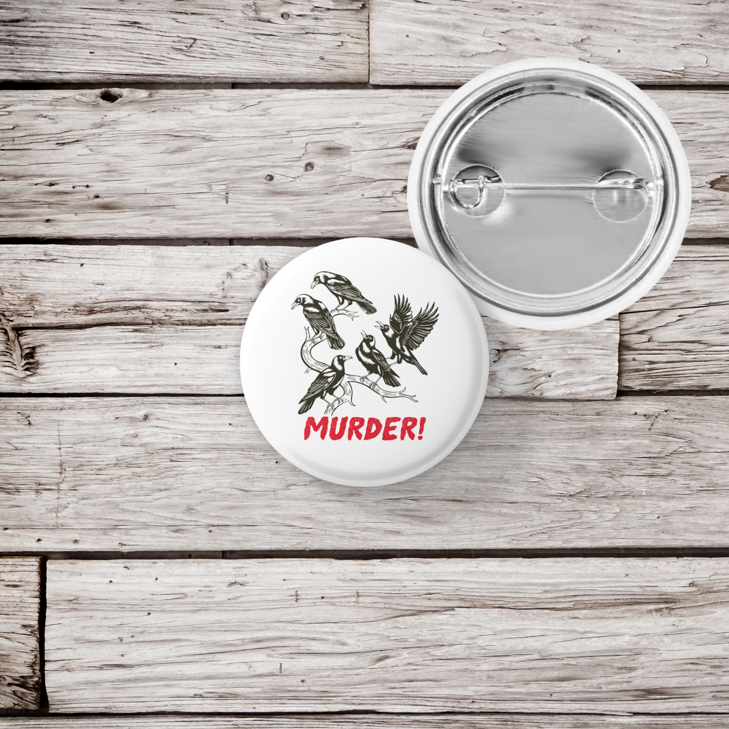 Murder of Crows Pin Back Button, Magnet