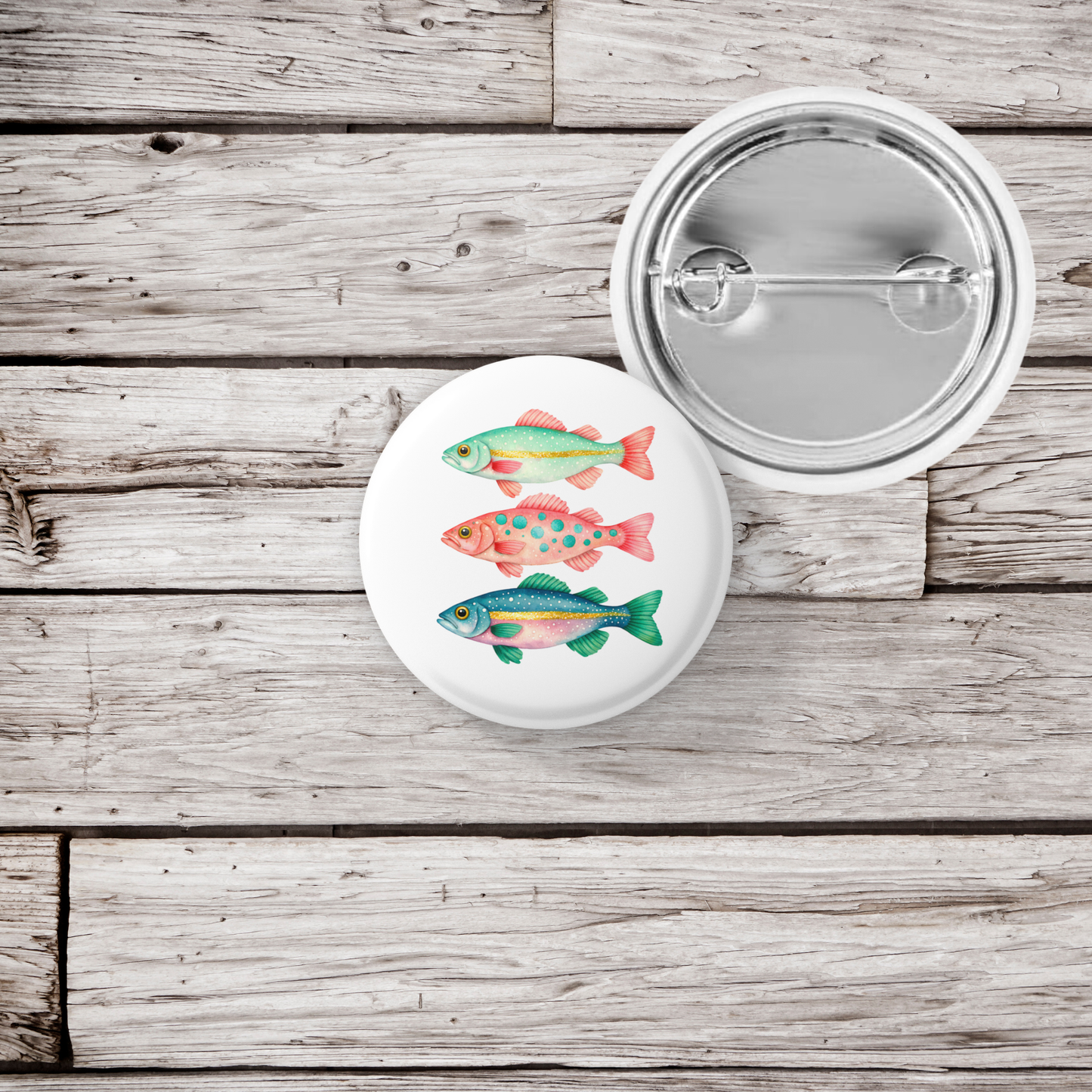 Fish Pastel Pin Back Button, Magnet
