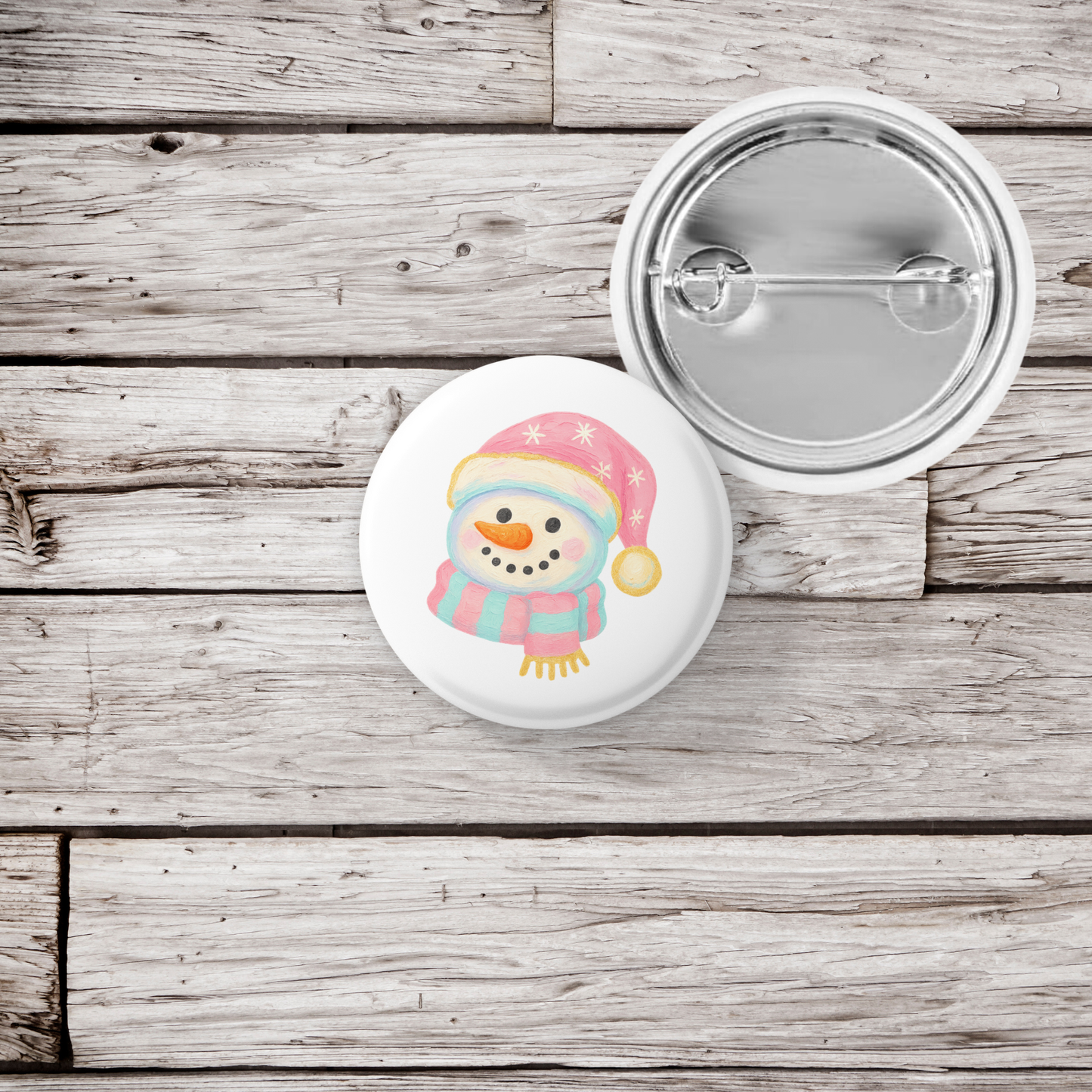Snowman 2 Pin Back Button, Magnet