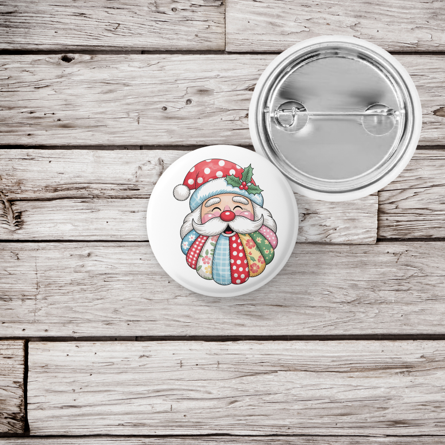 Quilted Snowman 3 Pin Back Button, Magnet