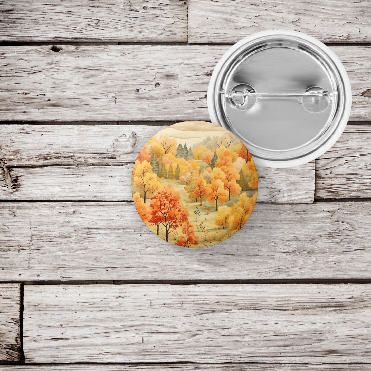 Country Fall Landscape 5 Pin Back Button, Magnet