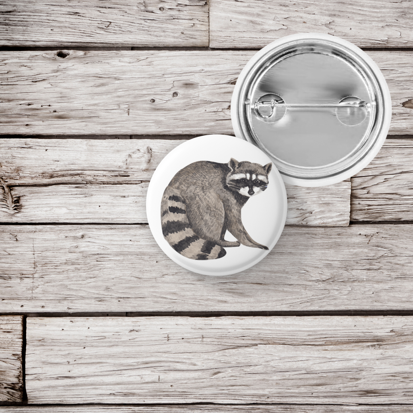 Raccoon Pin Back Button, Magnet, Keychain