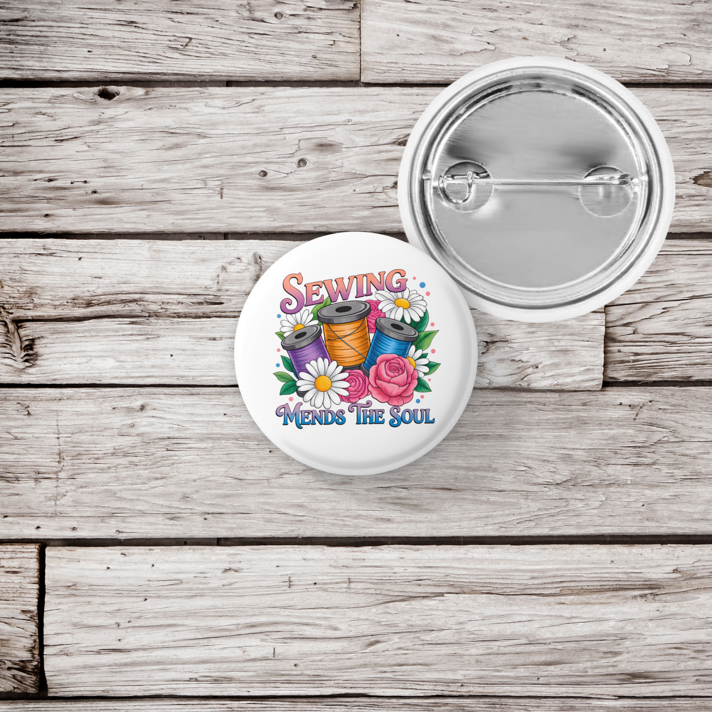 Sewing Mends The Soul Pin Back Button, Magnet