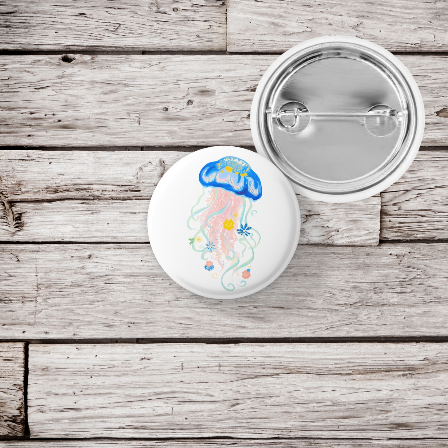 Jellyfish Pin Back Button, Magnet