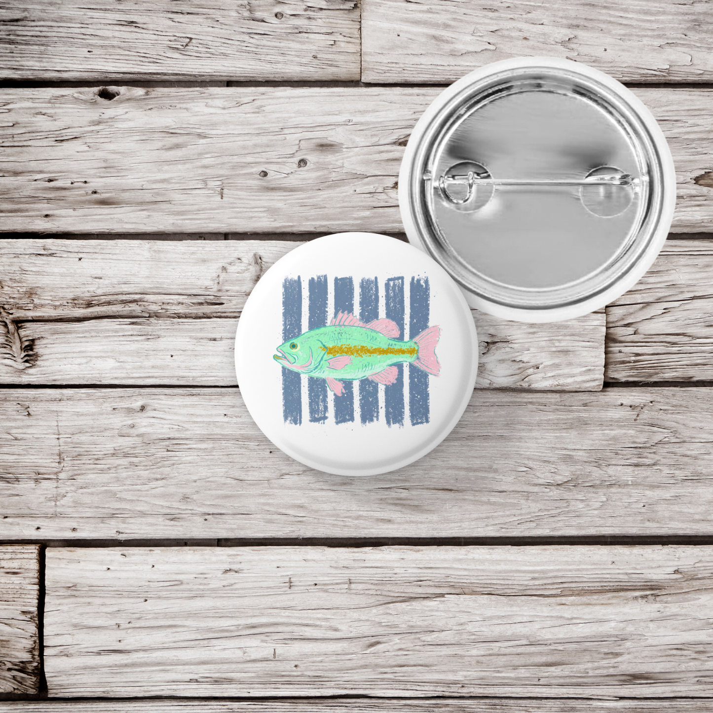Bass Fish Pastel Pin Back Button, Magnet