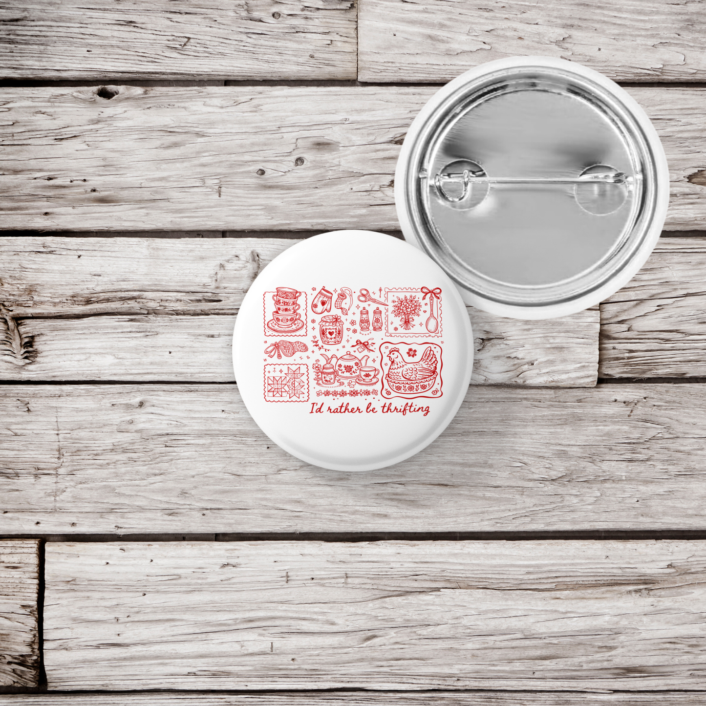 I'd Rather Be Thrifting Pin Back Button, Magnet