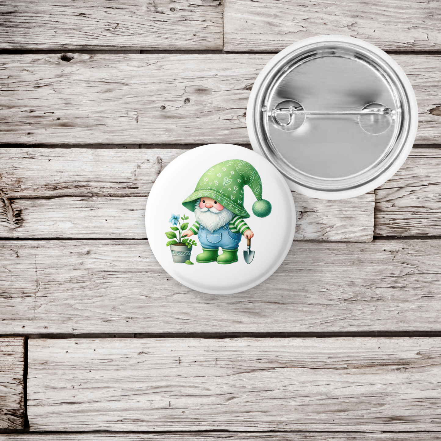 Garden Gnome Pin Back Button, Magnet