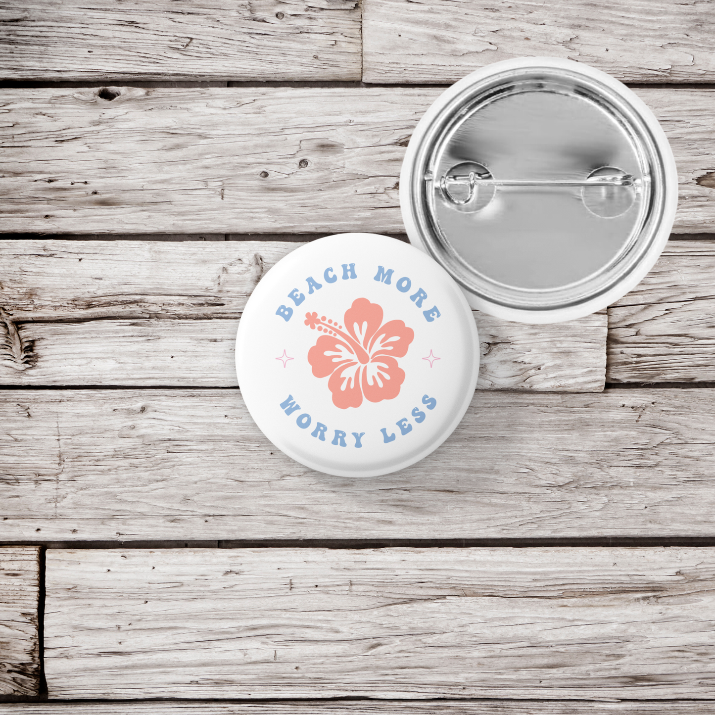 Beach More Worry Less Pin Back Button, Magnet