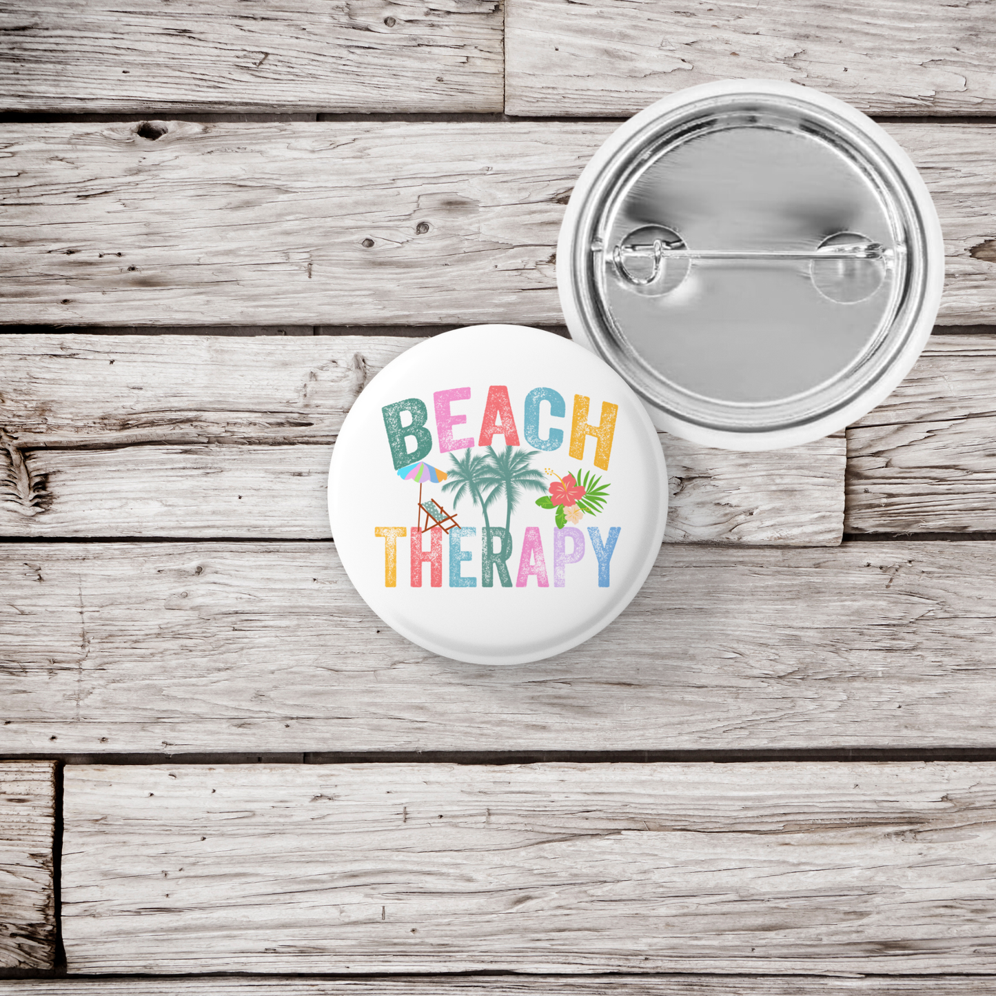 Beach Therapy Pin Back Button, Magnet
