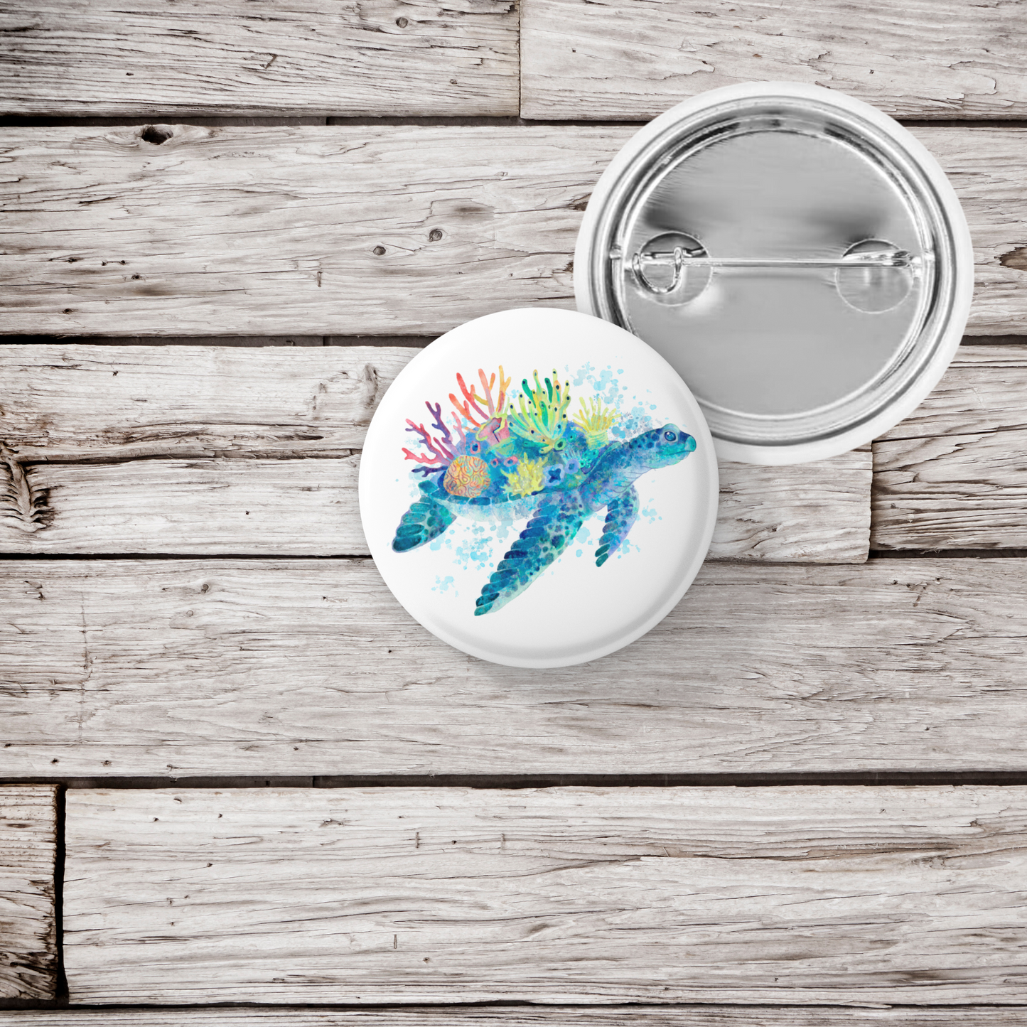 Sea Turtle Pin Back Button, Magnet, Keychain