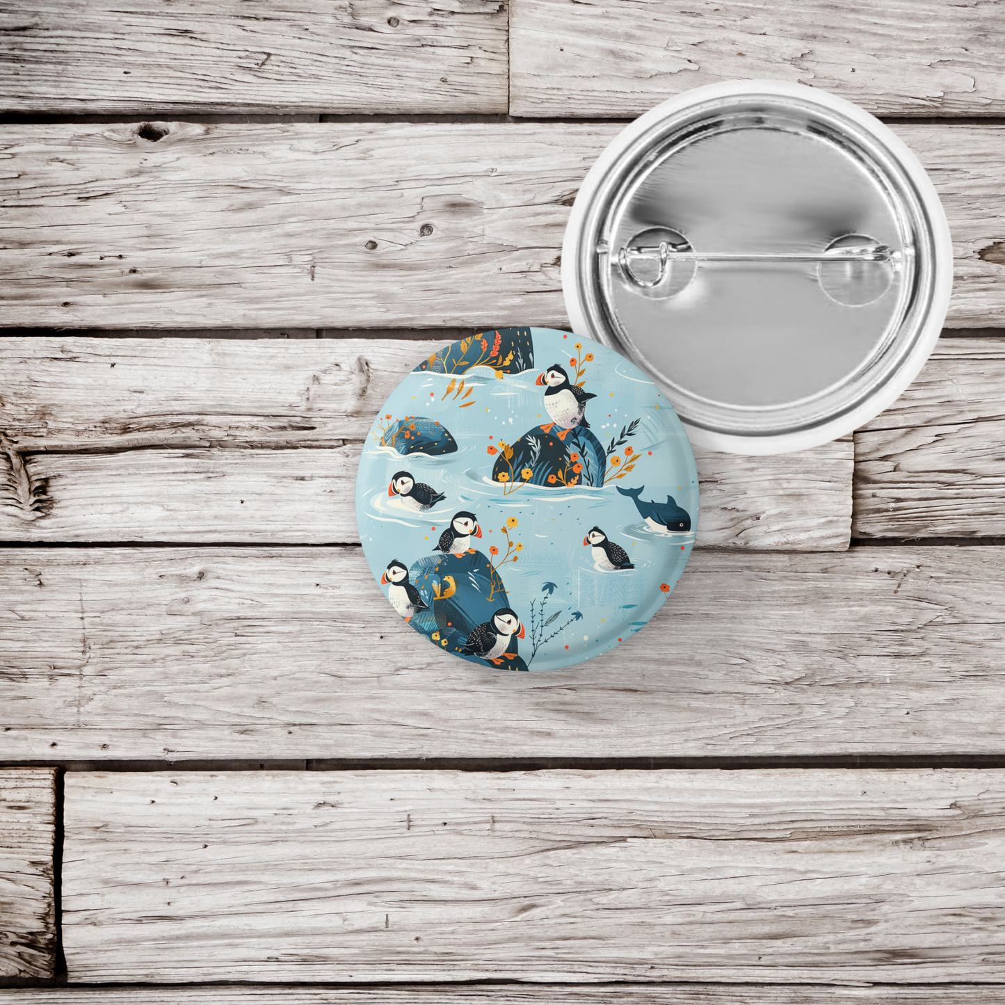 Puffin 1 Pin Back Button, Magnet