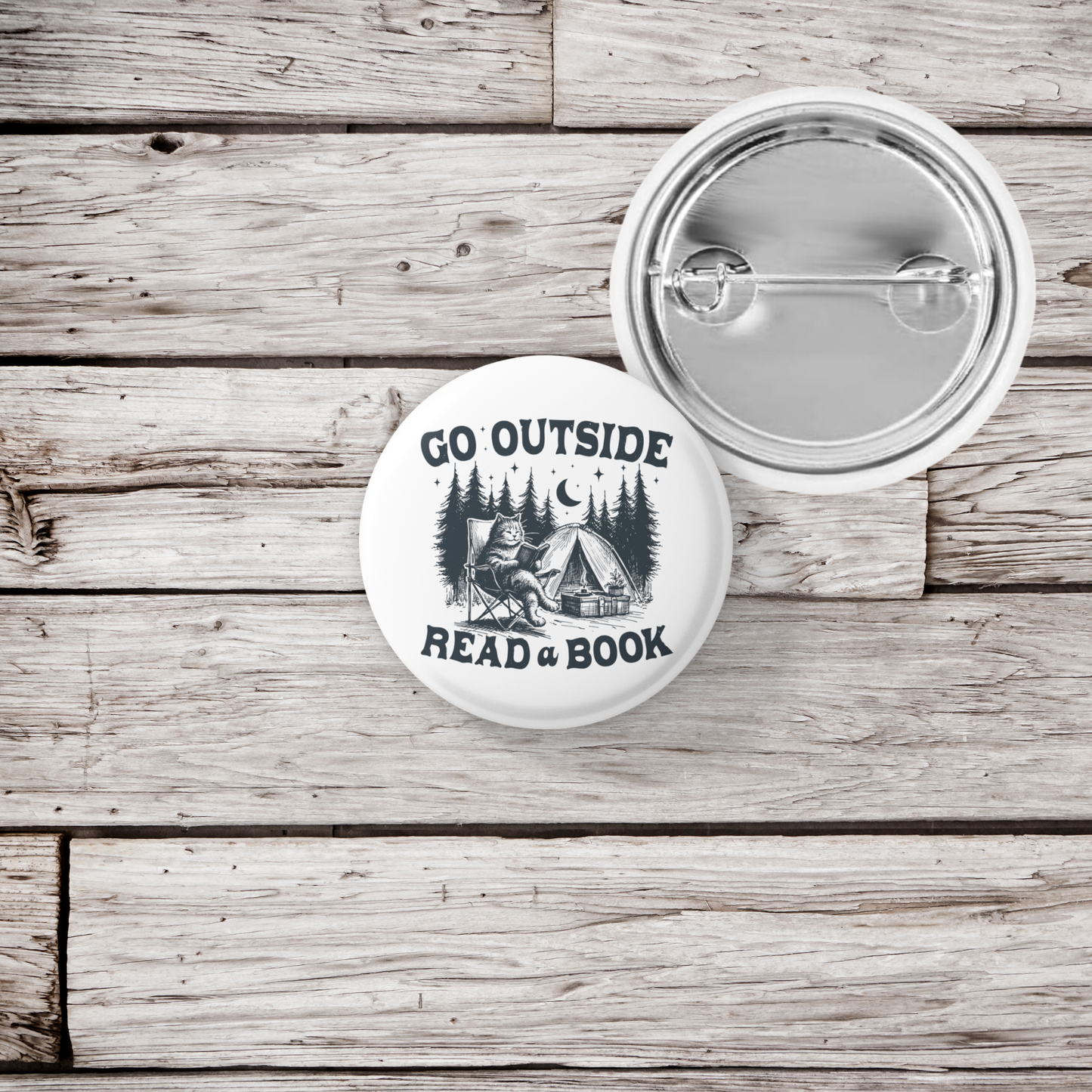 Go Outside Read A Book Pin Back Button, Magnet