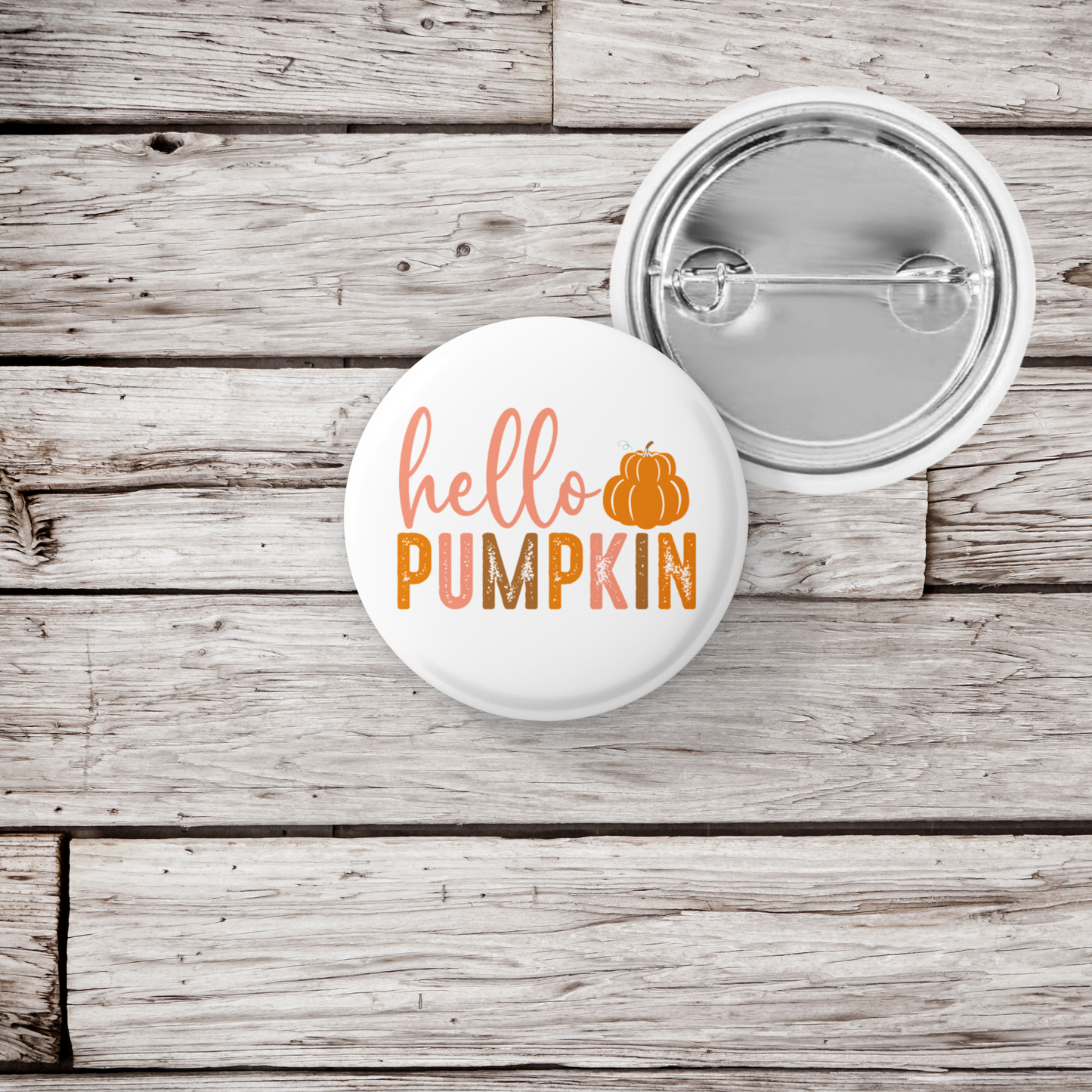 Hello Pumpkin Pin Back Button, Magnet, Keychain