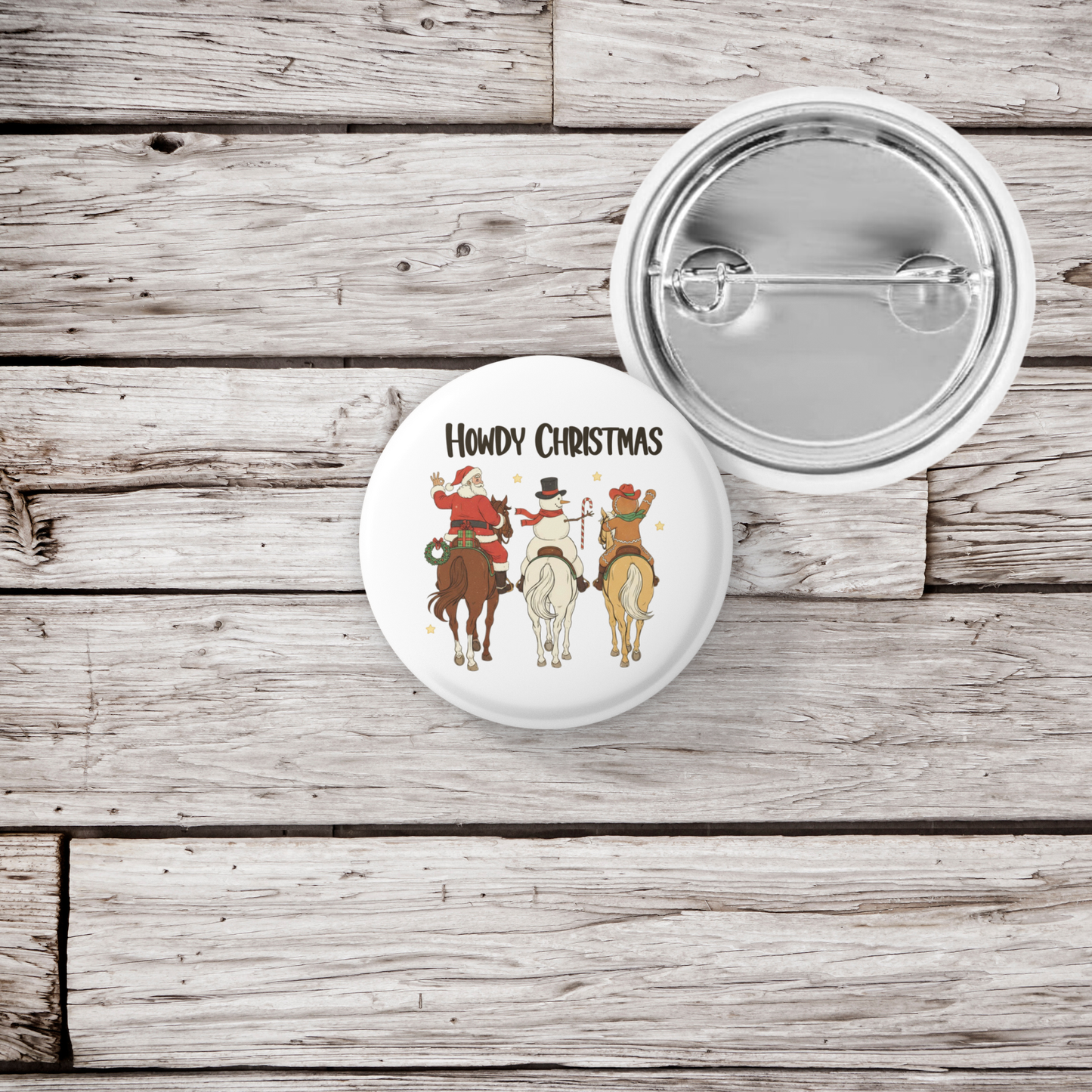 Howdy Christmas Pin Back Button, Magnet