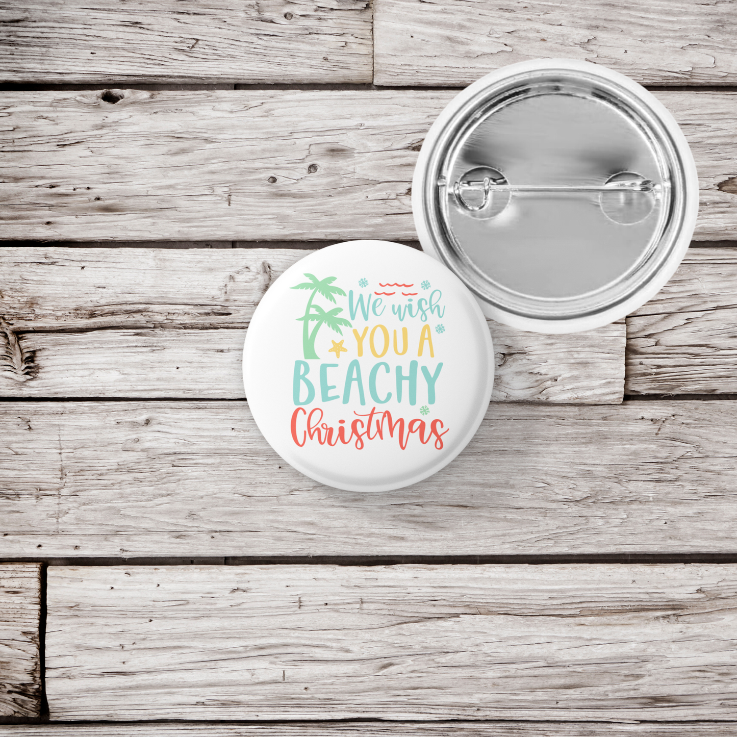 We Wish You A Beachy Christmas Pin Back Button, Magnet
